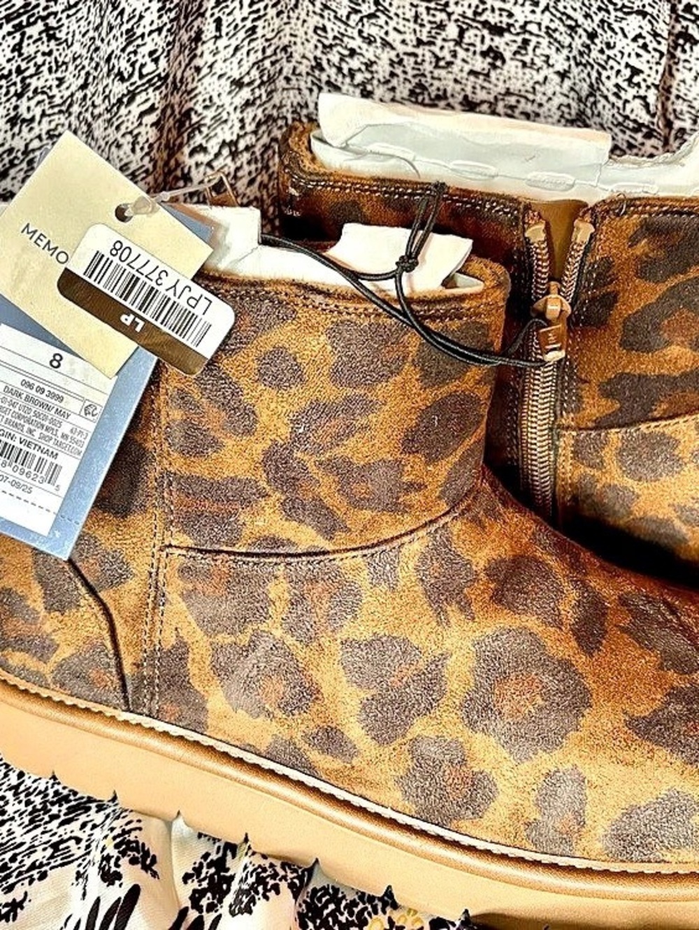 MUK LUKS Leopard Print Ankle Boots US 7 NWT